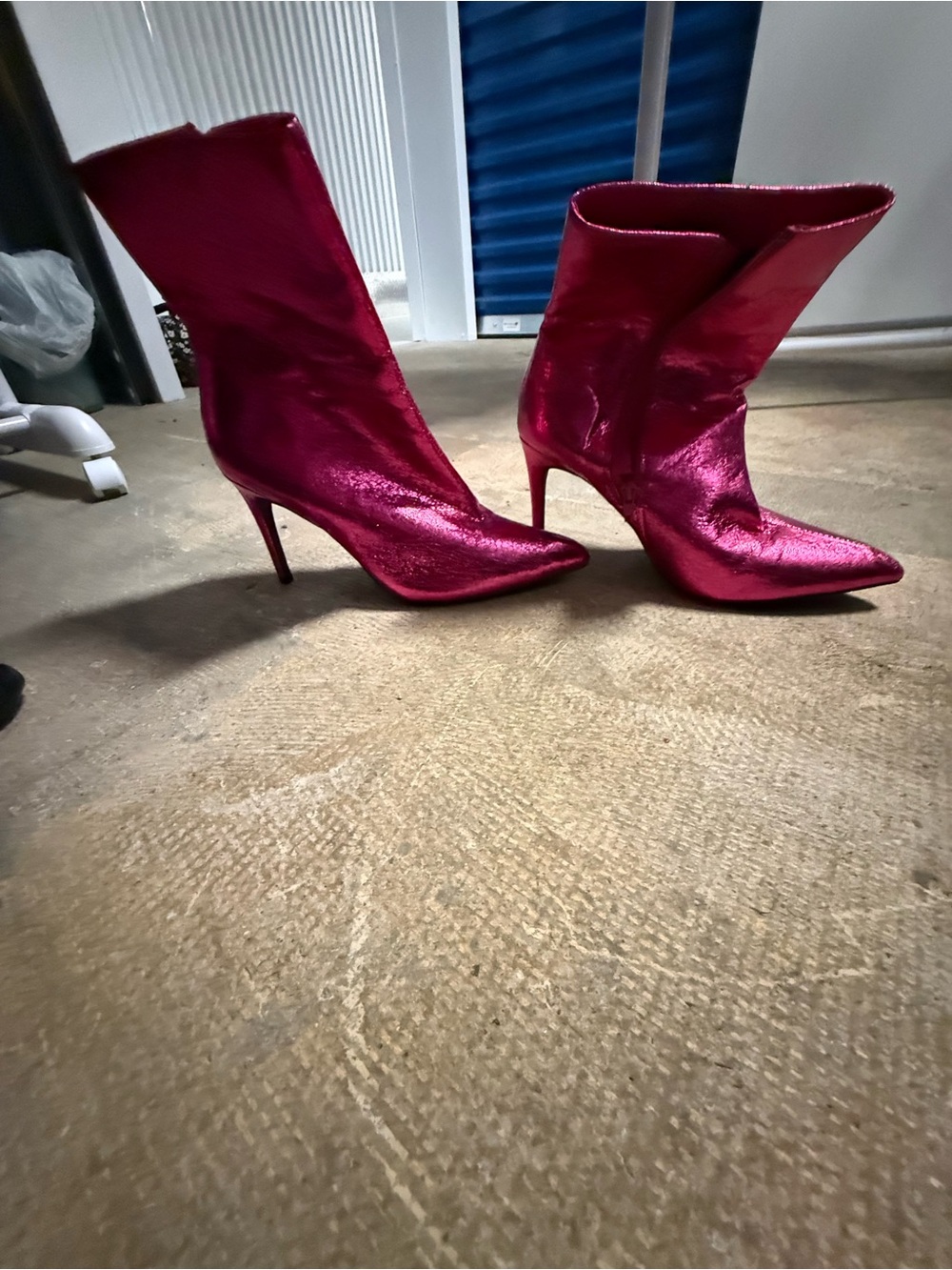 Metallic Hot Pink Pointed-Toe Stiletto Boots